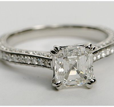 $5,277 Double Claw Prong Setting Asscher Engagement Ring | Engagement Ring Voyeur