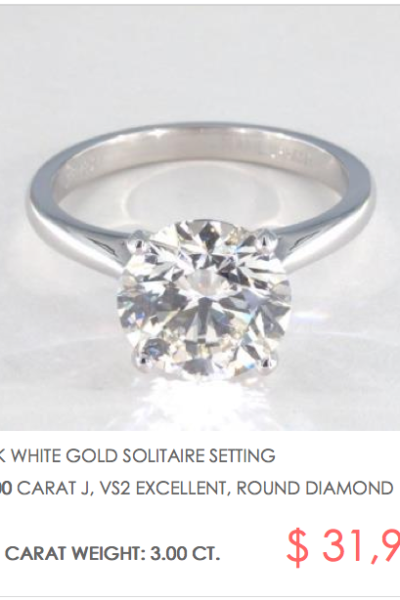 A 3 Carat Solitaire Engagement Ring for $31,970 | Engagement Ring Voyeur