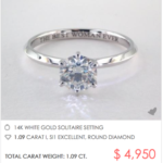 Six-Prong Knife Edge Solitaire Under $5000