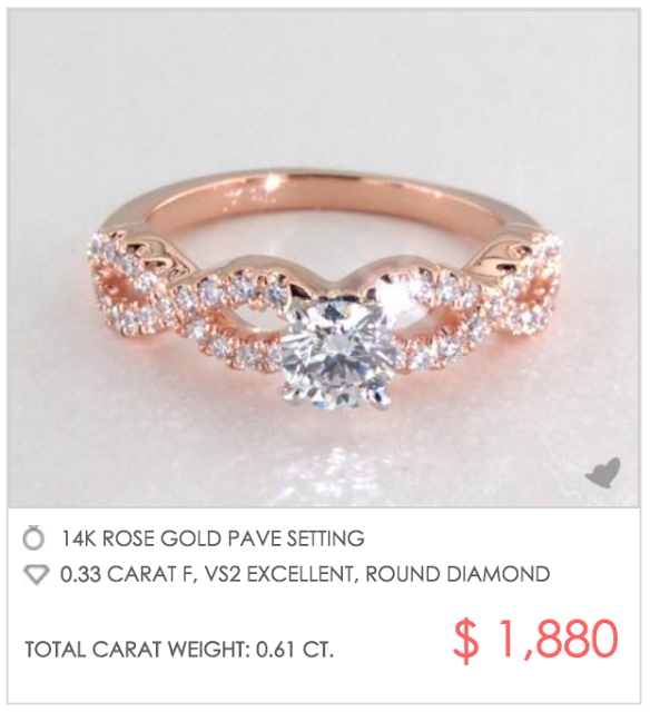 rose gold infinity pave setting under $2000