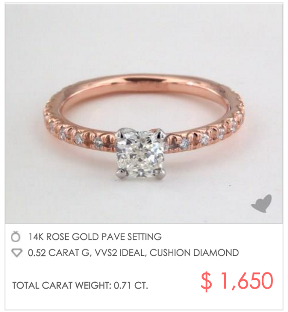 dainty rose gold pave setting under $2000