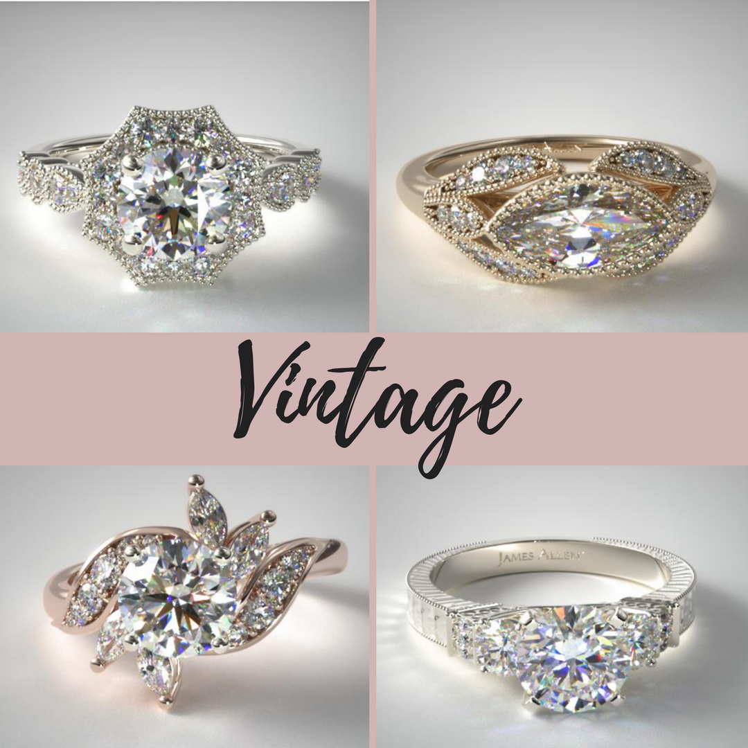 Vintage style engagement rings