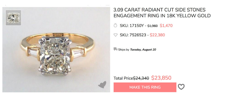 3 carat radiant diamond engagement ring