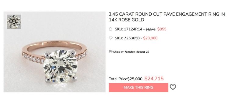 3 carat pave rose gold engagement ring